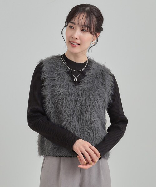 DRESKIP(ドレスキップ)の「【高レビュー/2点セット】着るだけでコーデが決まる フェザーニットベスト×リブニット(その他トップス・レディース・チャコールグレー/ナチュラル/ブラウン系/アイボリー・04/03/02/01)」の10枚目の写真