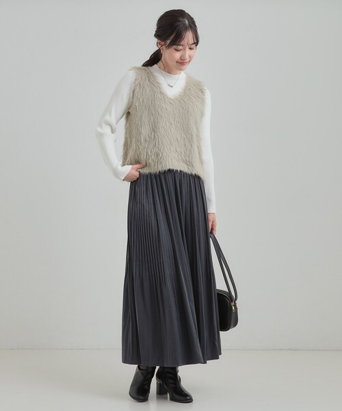 DRESKIP(ドレスキップ)の「【高レビュー/2点セット】着るだけでコーデが決まる フェザーニットベスト×リブニット(その他トップス・レディース・チャコールグレー/ナチュラル/ブラウン系/アイボリー・04/03/02/01)」の20枚目の写真