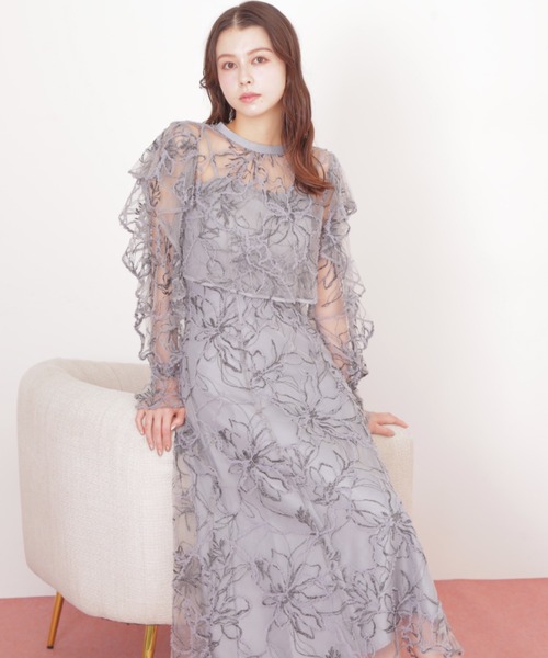 JILL by JILL STUART(ジルバイジルスチュアート)の「◇フェザーレース2ピースワンピース(ワンピース・レディース・グレー/ピンク・SMALL/MEDIUM)」の1枚目の写真