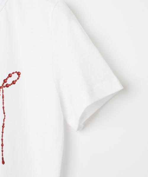 MILLO WOMEN（ミロウーマン）の「パールリボンTシャツ [ピュアホワイト]（Tシャツ/カットソー・レディース・その他・FREE）」の6枚目の写真
