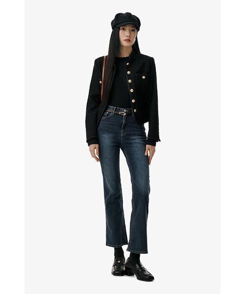 MUSINSA STANDARD WOMAN（ムシンサスタンダードウーマン）の「ウィメンズクルーネック長袖ニットTシャツ[ブラック]（Tシャツ/カットソー・レディース・その他・SMALL/MEDIUM/LARGE/X-SMALL）」の7枚目の写真