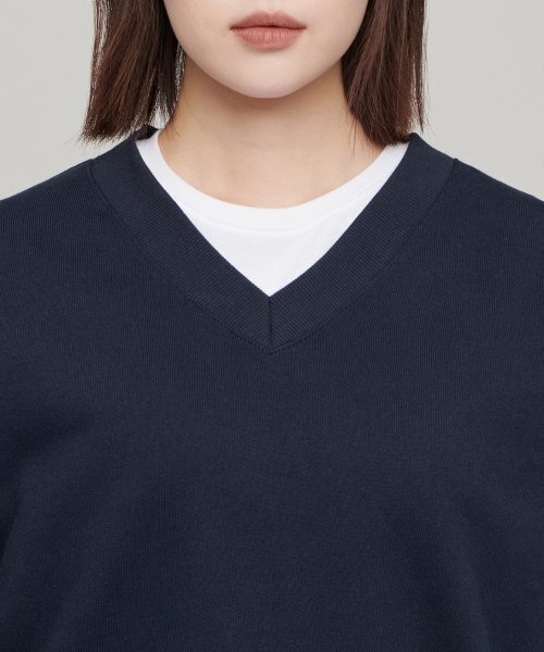 セール】ウィメンズオーバーサイズVネックスウェットシャツ[ネイビー