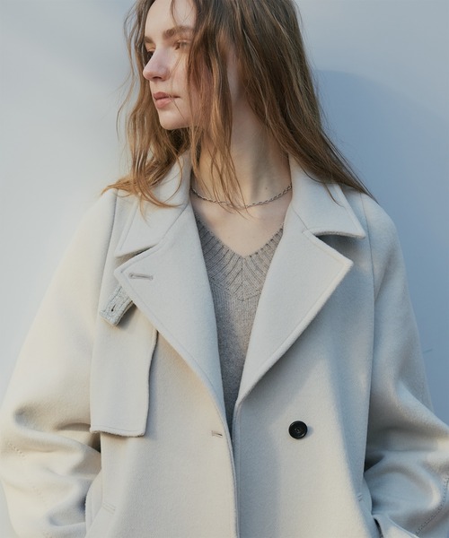 アシメオーバーヨークコート【SUPER140×ファインメリノ／LAMBS WOOL