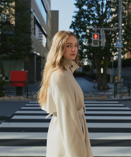 PUBLIC TOKYO SUPER140アシメオーバーヨークコート SUPER140アシメオーバーヨークコート(1 IVORY): : ウィメンズ｜PUBLIC