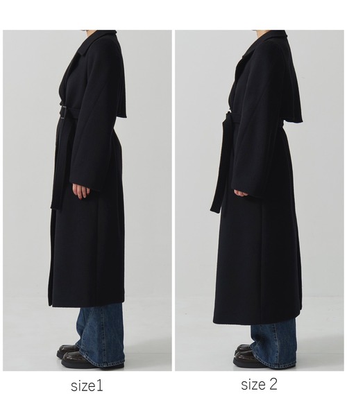 PUBLIC TOKYO（パブリックトウキョウ）の「【残りわずか・再入荷なし】SUPER140×ファインメリノ＊アシメオーバーヨークコート（ステンカラーコート・レディース・ヘザーグレー/アイボリー/ブラック/ミント・1/2）」の15枚目の写真