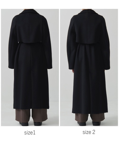 PUBLIC TOKYO（パブリックトウキョウ）の「【残りわずか・再入荷なし】SUPER140×ファインメリノ＊アシメオーバーヨークコート（ステンカラーコート・レディース・ヘザーグレー/アイボリー/ブラック/ミント・1/2）」の19枚目の写真