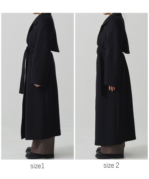 PUBLIC TOKYO（パブリックトウキョウ）の「【残りわずか・再入荷なし】SUPER140×ファインメリノ＊アシメオーバーヨークコート（ステンカラーコート・レディース・ヘザーグレー/アイボリー/ブラック/ミント・1/2）」の18枚目の写真