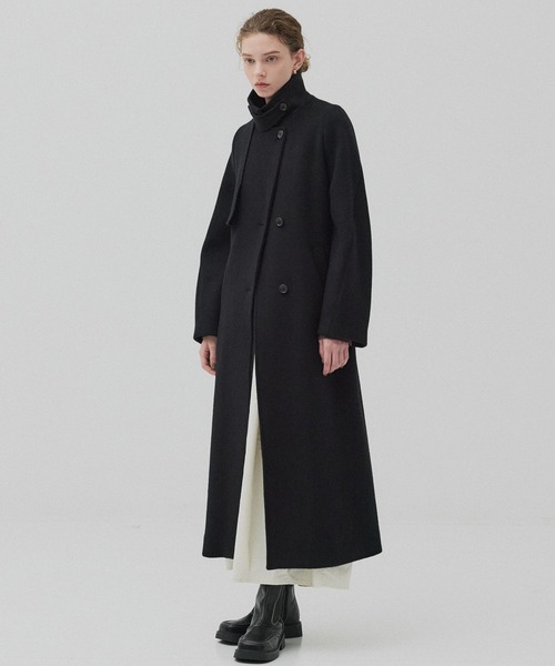 アシメオーバーヨークコート【SUPER140×ファインメリノ／LAMBS WOOL