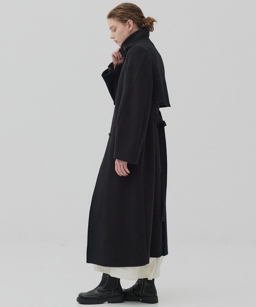 アシメオーバーヨークコート2 ブラック for WOMEN's アシメオーバーヨークコート COLOR：BLACK/IVORY/MINT