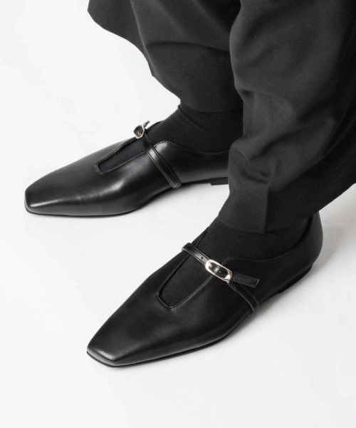 FABIO RUSCONI SQUARE TOE STRAP ファビオルスコーニスクエアトゥ ストラップ フラットパンプス