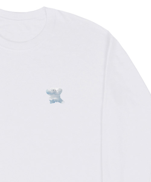 GRAVER（グレーバー）の「[UNISEX]スモールクラウドベアスマイルロングスリーブTシャツ_ホワイト（Tシャツ/カットソー・レディース・ホワイト・MEDIUM/LARGE）」の3枚目の写真
