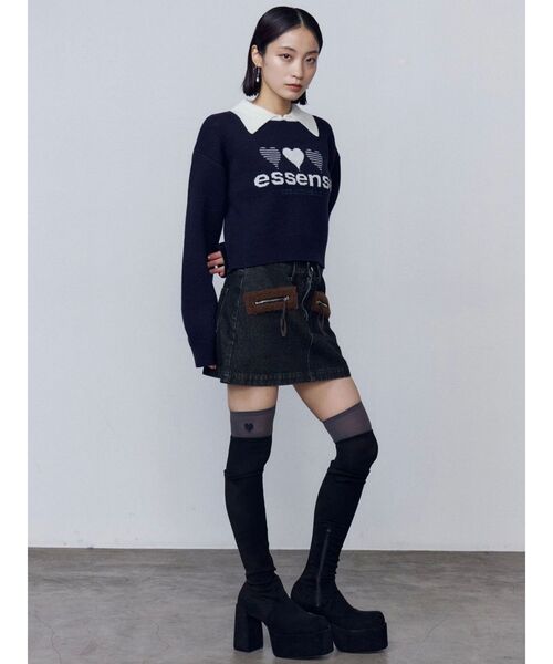 EMODA（エモダ）の「レイヤードシアーニーハイソックス（ソックス/靴下・レディース・ブラック/グレー・FREE）」の6枚目の写真