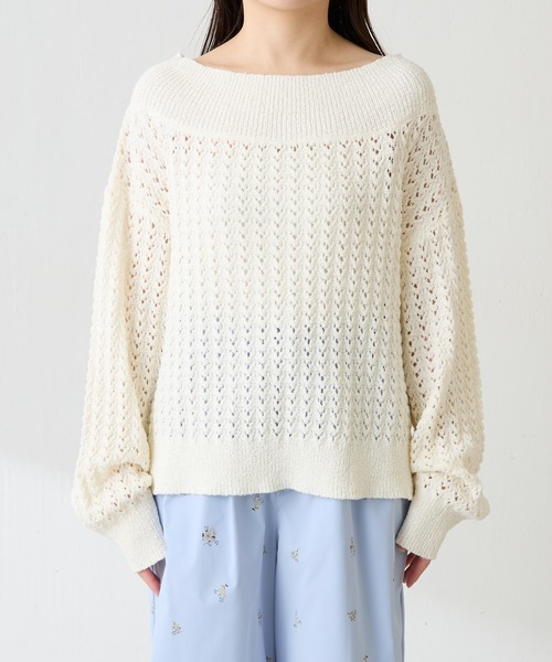 COLLAGE GALLARDAGALANTE(コラージュガリャルダガランテ)の「レースステッチニット(ニット/セーター・レディース・オフホワイト/イエロー・FREE)」の21枚目の写真