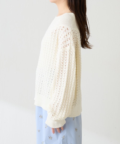 COLLAGE GALLARDAGALANTE(コラージュガリャルダガランテ)の「レースステッチニット(ニット/セーター・レディース・オフホワイト/イエロー・FREE)」の22枚目の写真
