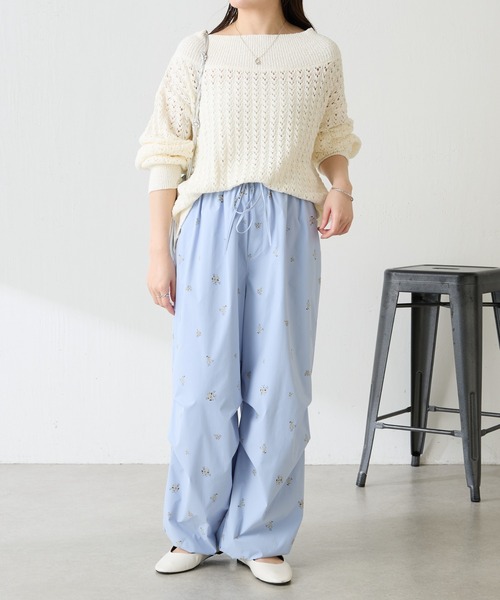 COLLAGE GALLARDAGALANTE(コラージュガリャルダガランテ)の「レースステッチニット(ニット/セーター・レディース・オフホワイト/イエロー・FREE)」の3枚目の写真