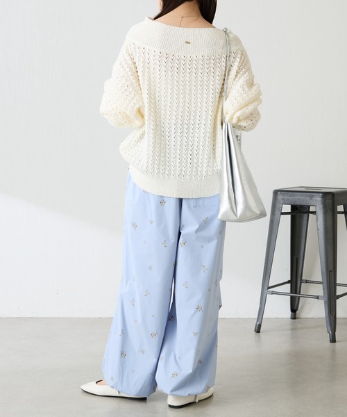 COLLAGE GALLARDAGALANTE(コラージュガリャルダガランテ)の「レースステッチニット(ニット/セーター・レディース・オフホワイト/イエロー・FREE)」の9枚目の写真