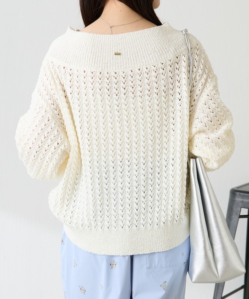 COLLAGE GALLARDAGALANTE(コラージュガリャルダガランテ)の「レースステッチニット(ニット/セーター・レディース・オフホワイト/イエロー・FREE)」の6枚目の写真