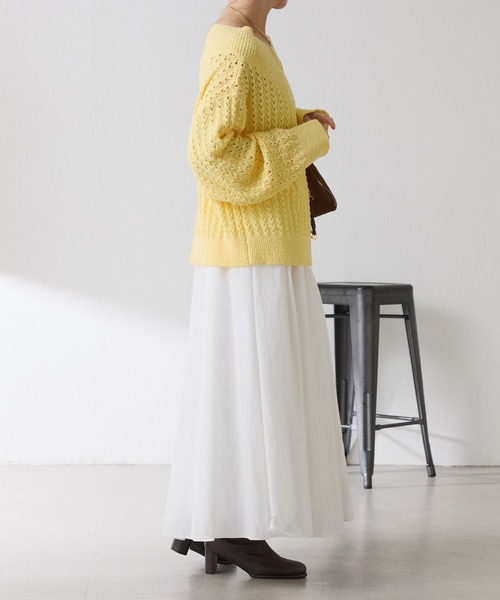 COLLAGE GALLARDAGALANTE(コラージュガリャルダガランテ)の「レースステッチニット(ニット/セーター・レディース・オフホワイト/イエロー・FREE)」の18枚目の写真