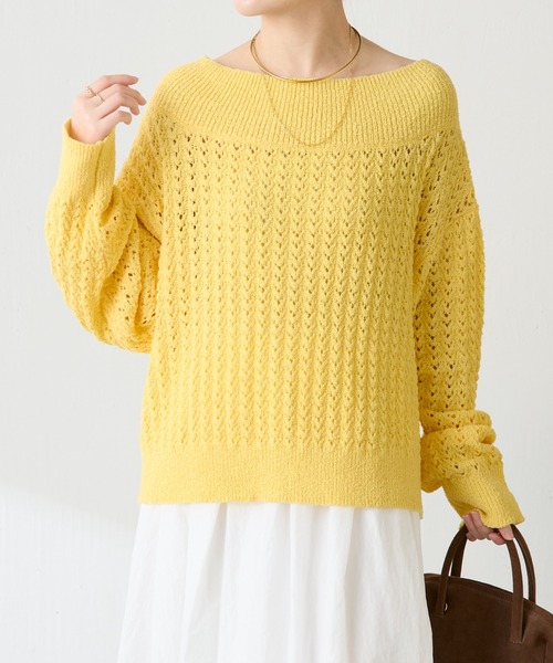 COLLAGE GALLARDAGALANTE(コラージュガリャルダガランテ)の「レースステッチニット(ニット/セーター・レディース・オフホワイト/イエロー・FREE)」の12枚目の写真