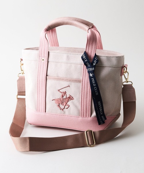 BEVERLY HILLS POLO CLUB(ビバリーヒルズポロクラブ)の「【BEVERLY HILLS POLO CLUB/ビバリーヒルズポロクラブ】【表情豊かなエルガリー素材】ミニトートバッグ 2WAYショルダー ニュアンスカラー(トートバッグ・レディース・ブラック/ピンク/ブラウン/ネイビー・FREE)」の4枚目の写真