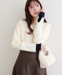 natural couture（ナチュラルクチュール）の「袖口レイヤードニット（ニット/セーター）」