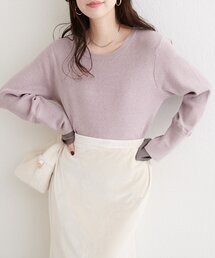 袖口レイヤードニット