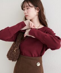 袖口レイヤードニット