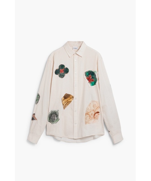 Desigual(デシグアル)の「パッチワーク 刺繍 シャツ / モザイク(シャツ/ブラウス・メンズ・ホワイト・S/M/L/XL)」の1枚目の写真