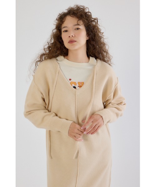 RODEO CROWNS WIDE BOWL（ロデオクラウンズワイドボウル）の「2WAYニットロングワンピース（ワンピース・レディース・ブラック/アイボリー/杢グレー・FREE）」の12枚目の写真