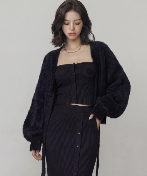 DURAS（デュラス）の「ロングテープマルチシャギーニット（カーディガン/ボレロ・レディース・ホワイト/ピンク/ブラック・FREE）」の13枚目の写真