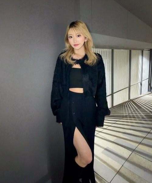 DURAS（デュラス）の「ロングテープマルチシャギーニット（カーディガン/ボレロ・レディース・ホワイト/ピンク/ブラック・FREE）」の21枚目の写真