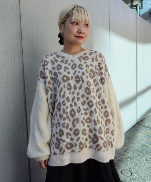 ドゥロワー⭐︎リアルムートン袖ニット　（美品） ⭐︎予約販売【 THOMAS MAGPIE 】ムートン風ニットプルオーバー