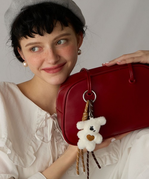 BONLECILL Marche（ボンルシールマルシェ）の「【BONLECILL Marche】ハートくまさんマスコットチャーム／ぬいぐるみキーホルダー（キーホルダー・レディース・ブラウン/ホワイト・FREE）」の2枚目の写真