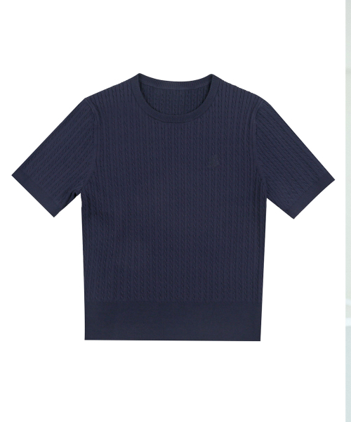 LORDLOAR(ロードロアル)の「ケーブルラウンドニット NAVY(ニット/セーター・レディース・その他・MEDIUM/LARGE)」の2枚目の写真
