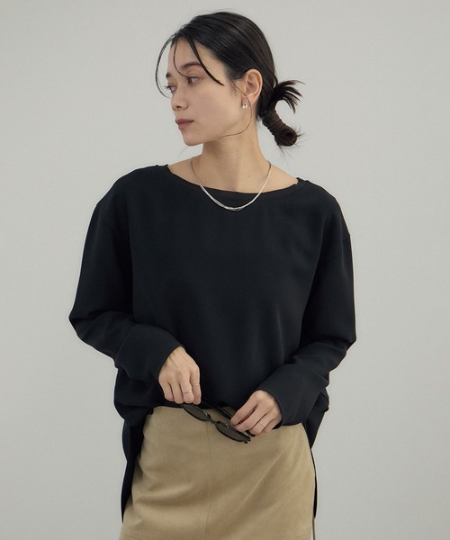 SALON adam et rope'（サロン アダム エ ロペ）の「トリアセボートリブブラウス / セットアップ対応（シャツ/ブラウス・レディース・オフホワイト/ブラック・FREE）」の2枚目の写真