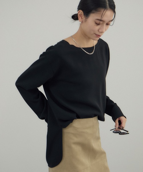 SALON adam et rope'（サロン アダム エ ロペ）の「トリアセボートリブブラウス / セットアップ対応（シャツ/ブラウス・レディース・オフホワイト/ブラック・FREE）」の5枚目の写真