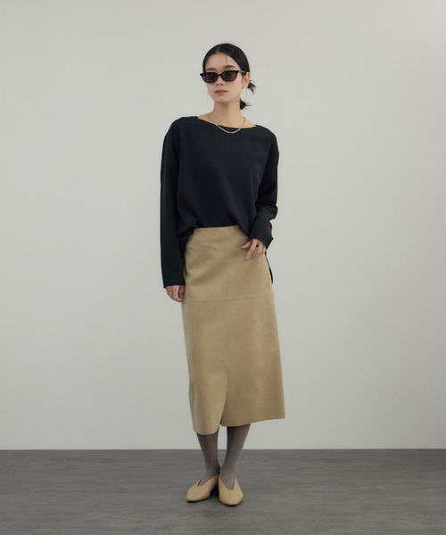 SALON adam et rope'（サロン アダム エ ロペ）の「トリアセボートリブブラウス / セットアップ対応（シャツ/ブラウス・レディース・オフホワイト/ブラック・FREE）」の6枚目の写真