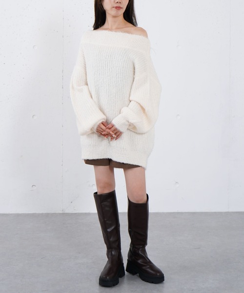 archives(アルシーヴ)の「カールフェザーオフショルニットプルオーバー(ニット/セーター・レディース・イエロー/グリーン/アイボリー・MEDIUM)」の16枚目の写真