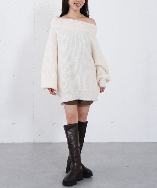 archives(アルシーヴ)の「カールフェザーオフショルニットプルオーバー(ニット/セーター・レディース・イエロー/グリーン/アイボリー・MEDIUM)」の17枚目の写真