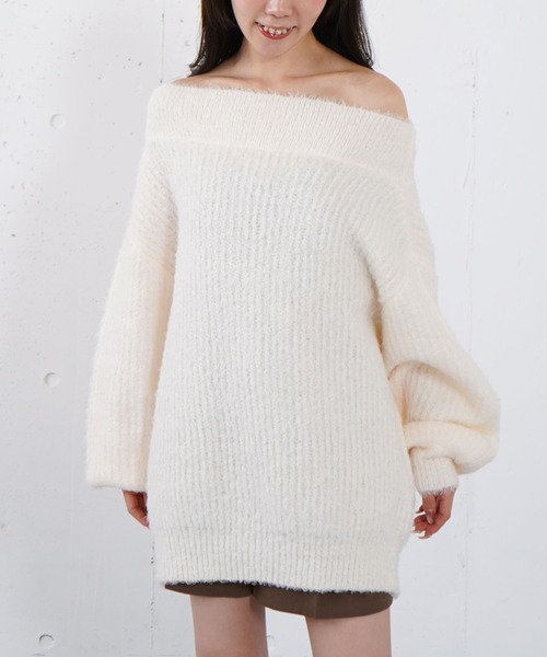 archives(アルシーヴ)の「カールフェザーオフショルニットプルオーバー(ニット/セーター・レディース・イエロー/グリーン/アイボリー・MEDIUM)」の12枚目の写真