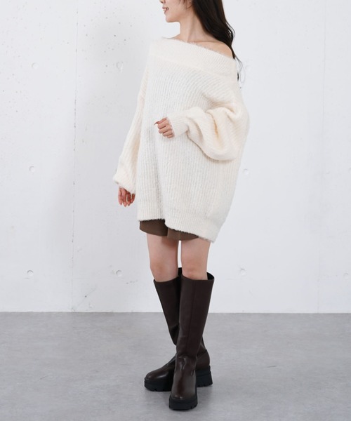 archives(アルシーヴ)の「カールフェザーオフショルニットプルオーバー(ニット/セーター・レディース・イエロー/グリーン/アイボリー・MEDIUM)」の18枚目の写真