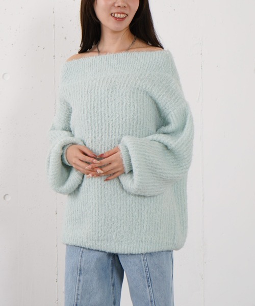 archives(アルシーヴ)の「カールフェザーオフショルニットプルオーバー(ニット/セーター・レディース・イエロー/グリーン/アイボリー・MEDIUM)」の22枚目の写真