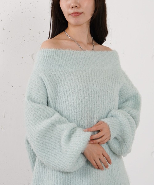 archives(アルシーヴ)の「カールフェザーオフショルニットプルオーバー(ニット/セーター・レディース・イエロー/グリーン/アイボリー・MEDIUM)」の21枚目の写真