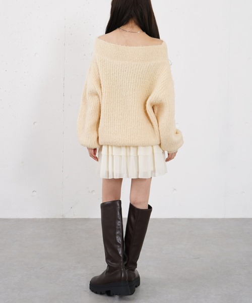 archives(アルシーヴ)の「カールフェザーオフショルニットプルオーバー(ニット/セーター・レディース・イエロー/グリーン/アイボリー・MEDIUM)」の11枚目の写真