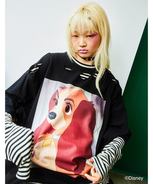 Little sunny bite(リトルサニーバイト)の「/little sunny bite Disney collection/ lady fake layered long tee(Tシャツ/カットソー・レディース・ピンク/ホワイト/ブラック・SMALL/MEDIUM)」の2枚目の写真