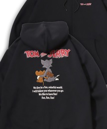2026AW Tom and Jerry/トムとジェリー オーバーサイズ リップルダンボールスウェット アップリケ/サガラバック刺繍 ワンポイント フルジップパーカー レディース メンズ