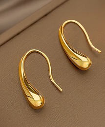 【 金属アレルギー対応 】 しずくシルエット ステンレス製キャッチレスピアス