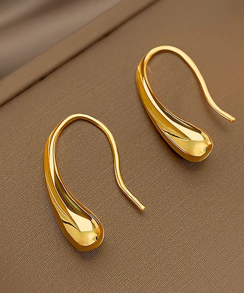 Rennet(レネット)の「【 金属アレルギー対応 】 しずくシルエット ステンレス製キャッチレスピアス(ピアス(両耳用)・レディース・ピンクゴールド/シルバー/ゴールド・SMALL/MEDIUM)」の1枚目の写真