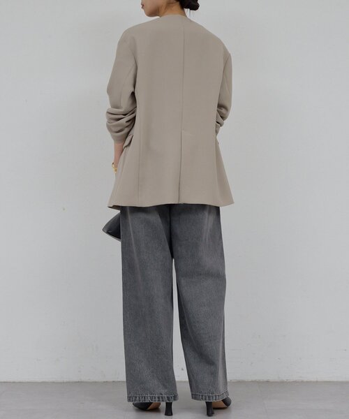 GALLARDAGALANTE（ガリャルダガランテ）の「ジャージーノーカラージャケット（その他アウター・レディース・グレイッシュベージュ/ブラック・0/1）」の16枚目の写真