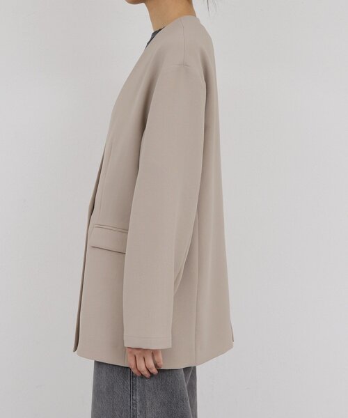 GALLARDAGALANTE（ガリャルダガランテ）の「ジャージーノーカラージャケット（その他アウター・レディース・グレイッシュベージュ/ブラック・0/1）」の18枚目の写真